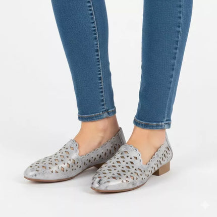 Women's openwork gray and silver shoes Jezzi ASA222