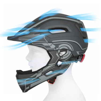 Wozinsky Kids' Full Face Bike Helmet with USB Rear Light S - Gray