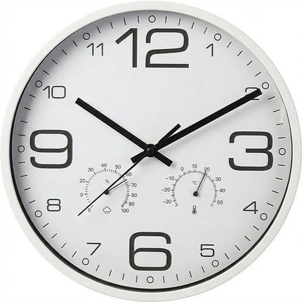 WALL CLOCK 30CM WITH THERMOMETER WHITE