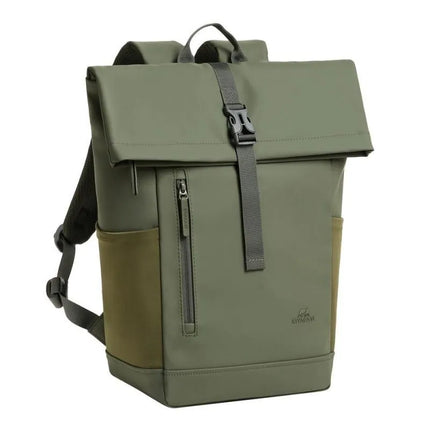Rivacase Eden Backpack Travel Backpack Olive Waxed Leather (Pull Up), Polyester, Recycled Polyethylene Terephthalate (rPET)