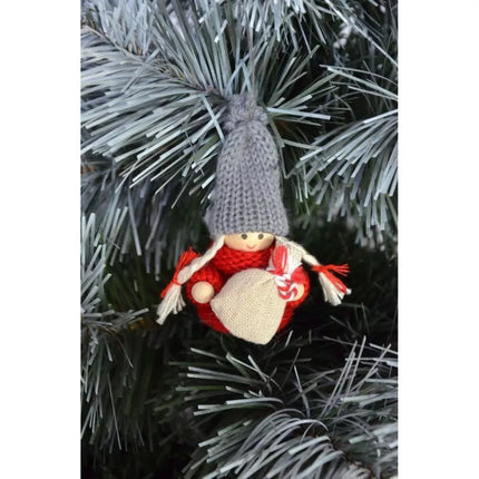 Dekoratyvinė lėlė su rankine, raudona mergaitė, 7.5 cm