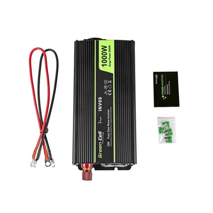 GREEN CELL INV09 keitiklis 12V-230V 1000W/2000W, gryna sinusinė banga