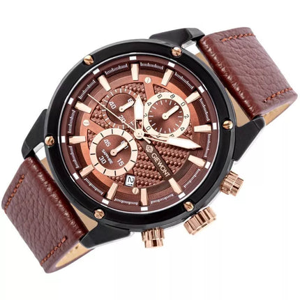 Men's Watch Giewont Chronograph Sapphire Black Brown GW8810-A3