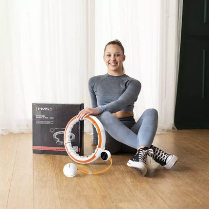 HHM21 HULA HOP WHITE/ORANGE WITH MAGNETS, TPE PROTECTION AND WEIGHT + HMS COUNTER