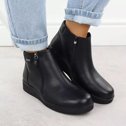 Women's insulated ankle boots with a raised heel, black, Sergio Leone BT25348-S