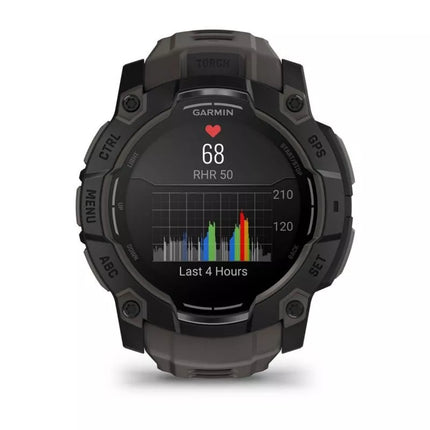 Garmin Instinct 3 – 50 mm AMOLED Black met charcoal band watch