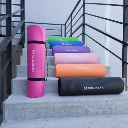 Wozinsky exercise mat 181 x 63 x 0.9 cm thick gymnastic yoga mat blue