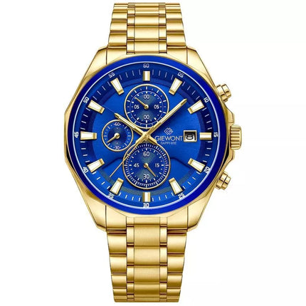 Vyriškas laikrodis Giewont Chronograph Safyro Auksinis Mėlynas GW7290-B6