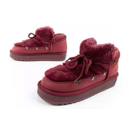 D.Franklin women's winter snow boots, fashionable fur lining, burgundy