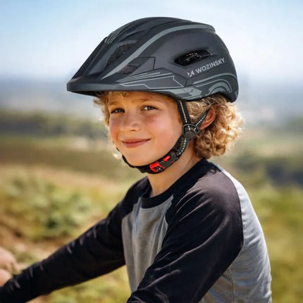 Wozinsky Kids' Full Face Bike Helmet with USB Rear Light S - Gray