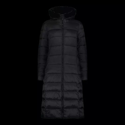 CMP women's long winter coat, insulated jacket with hood, black (34K0046F/U901)