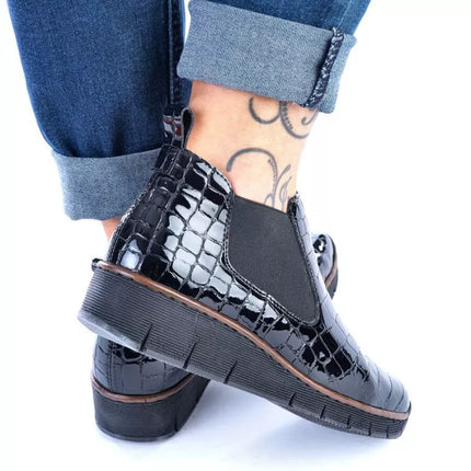 Rieker W R474 gyvatės odos aulinukai juodi