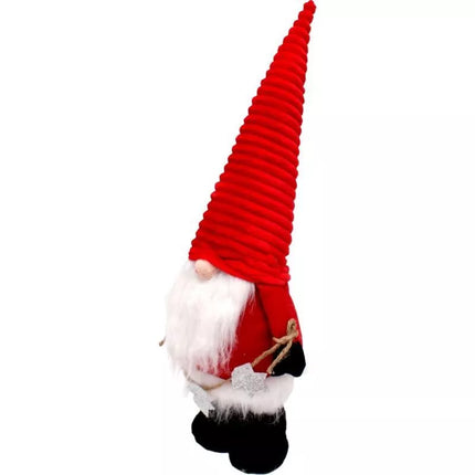 DECORATIVE SANTA CLAUS WITH SILVER STARS ON TELESCOPIC LEGS 50-70CM RED