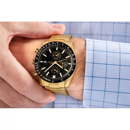 Vyriškas laikrodis Giewont Chronograph Safyro stiklas Auksas Juodas GW8720-B4