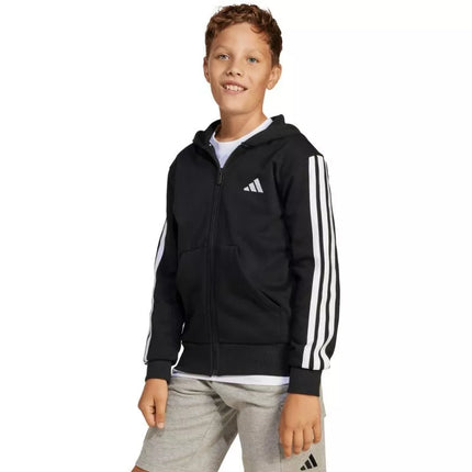 adidas Essentials Full-Zip Kids' Sweatshirt Black and White JD6494