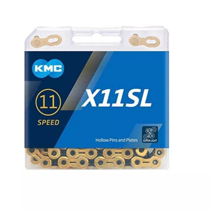 KMC Grandinė X11 SL Ti-N 118 Narių Auksinė Juoda Dėžutėje