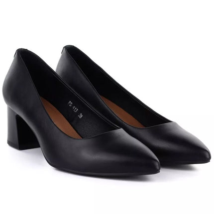 Women's black Sergio Leone PB413 pointed toe pumps