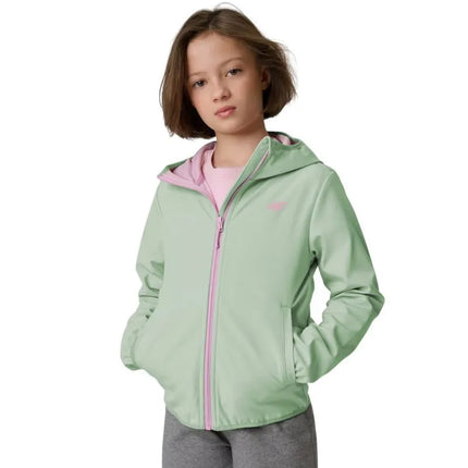 Mergaitiška softshell striukė 4F F478 mėtų spalvos 4FJWSS26TSOFF478 47S