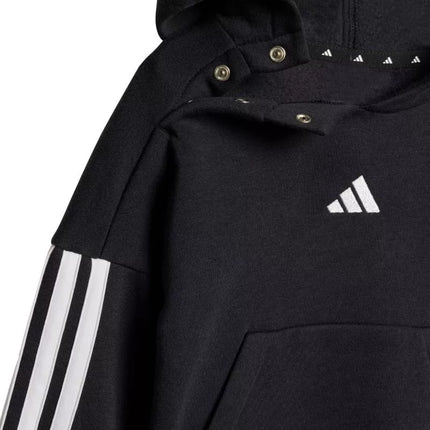 adidas Essentials Joggeriai 3 juostelių Fleece džemperis su gobtuvu Sportinis kostiumas vaikams Juodas JD6484