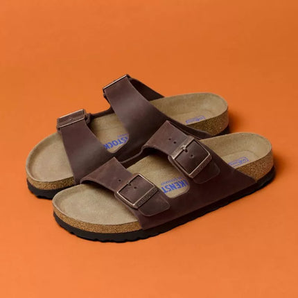 Birkenstock Arizona Soft Footbed Oiled Leather Habana Narrow moteriškos šlepetės (0452763)
