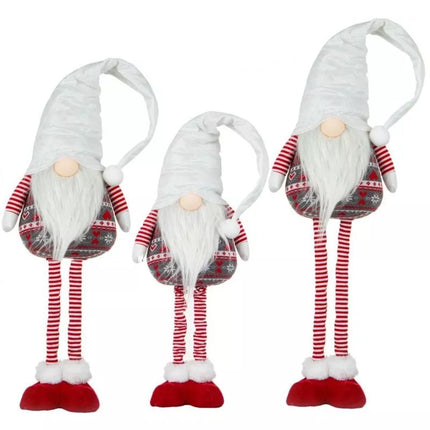 Balto spalvos gnomas ant teleskopinių kojelių 80-115cm