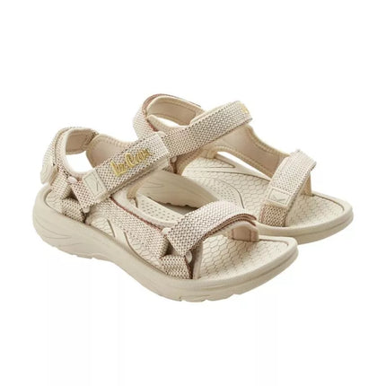 Lee Cooper moteriški vasaros paplūdimio sandalai su lipukais, šviesiai smėlio kreminės