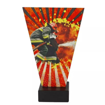 Firefighting glass trophy