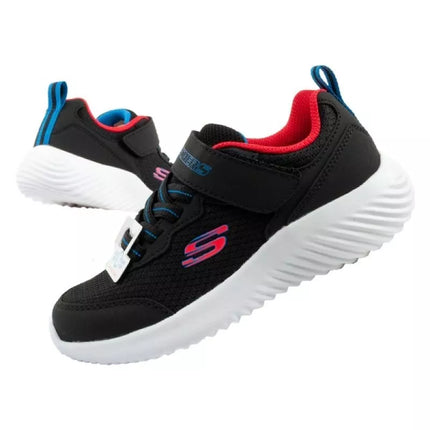 Skechers Bounder vaikiški sportiniai batukai su lipukais, lengvi, madingi, juodi