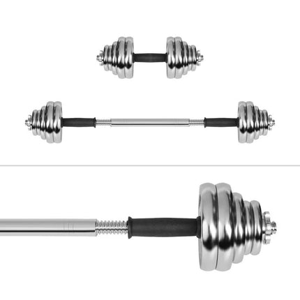 REBEL ACTIVE ADJUSTABLE CHROME DUMBBELLS IN CASE WITH BAR, SET 30 KG