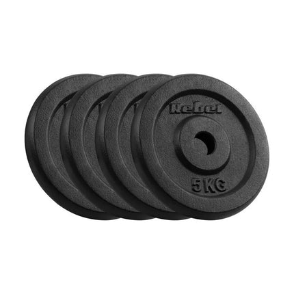 Ketaus svorių rinkinys 4x5kg, 31mm skylė, klasikinis diskas, REBEL ACTIVE