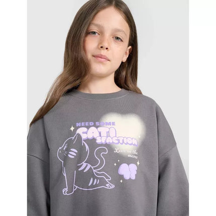 Oversized sweatshirt without a hood for girls 4F 4FJRAW25TSWSF2438-22S