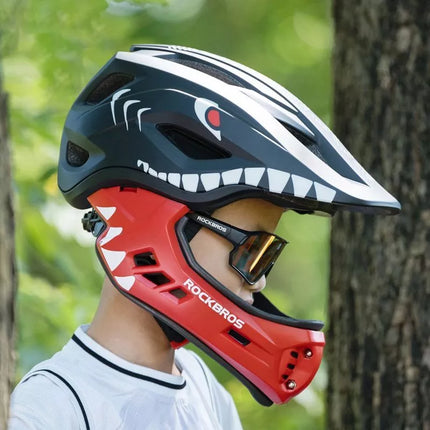 Rockbros TT-32006 Shark Children's Bike Helmet with Detachable Jaw Size S (48-52) - Black
