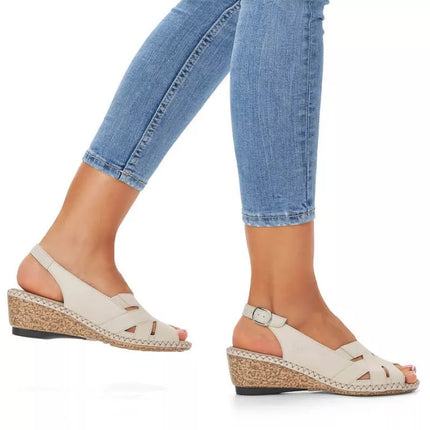Rieker W RKR682 comfortable leather sandals beige