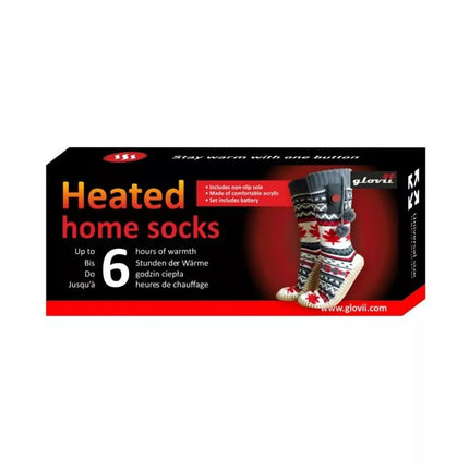 GLOVII HEATED POWER BANK SLIPPERS UNI SIZE (36-43), NORWEGIAN PATTERN, BATTERIES AND CHARGING CABLE INCLUDED, GOBM