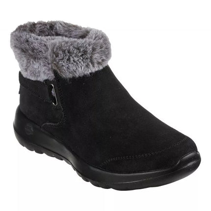 Skechers ON-THE-GO JOY FIRST GLANCE Women's Winter Boots in Suede Leather with Fur, Black (144041-BKGY)