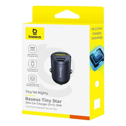 Baseus Tiny Star 30W USB-A USB-C Car Charger - Black