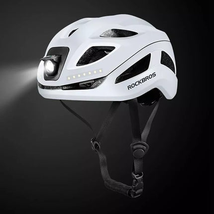Rockbros ZK-077 Bicycle Helmet with Integrated Multi-Directional Lighting 57-61 cm - White
