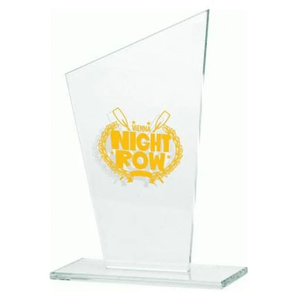 Engraved glass trophy + paint filling