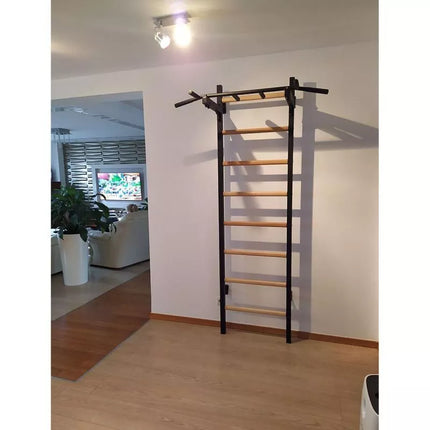 WOODEN AND METAL GYMNASTIC WALL BAR WITH BENCHK 221B