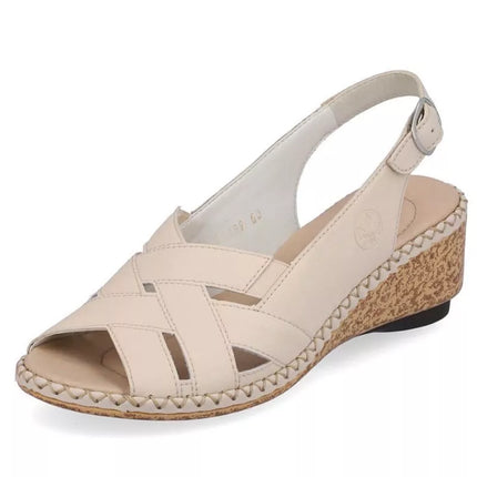 Rieker W RKR682 comfortable leather sandals beige