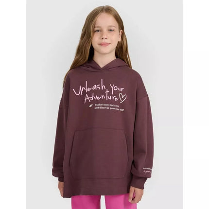 Oversized sweatshirt with hood, unzipped, for girls, 4F 4FJRAW25TSWSF2429-51S