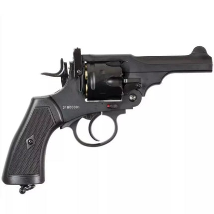 WEBLEY MKVI .455 policijos revolveriui, kal. 4,5 mm, Diabolo, 6 šūvių kapsulės, 4" vamzdis, CO2 juodas Ekp do17J
