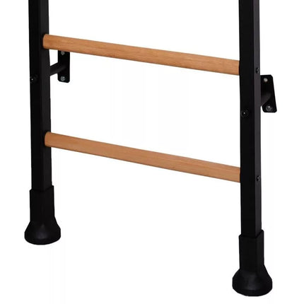 GYMNASTIC WOODEN AND METAL EXTENSION WALL BAR WITH METAL HANDLE IN OAK COLOUR BENCHK 511