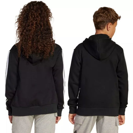 adidas Essentials Full-Zip Kids' Sweatshirt Black and White JD6494