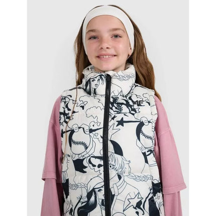 Girls' down vest with synthetic filling 4F 4FJRAW25TVJAF320-11A