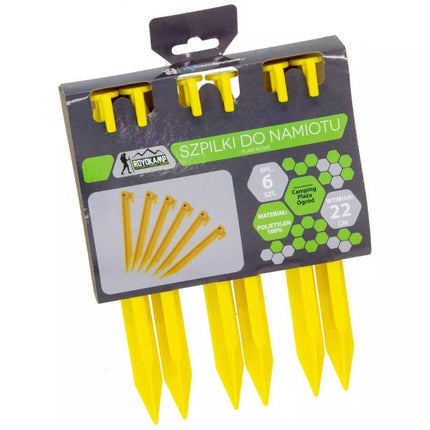 Palapinės kuoliukai 22 cm, 6 vnt. rinkinys, plastikiniai, ENERO CAMP