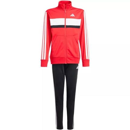 adidas Seasonal Essentials Tiberio 3-Stripes Tricot Kids Tracksuit Red and Black JI6214