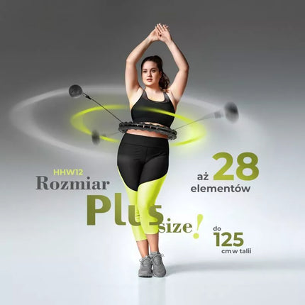 Hulahopo rinkinys HHW12 juodas su iškyšuliais ir HMS svoriu + diržas BR163 juodas didelio dydžio