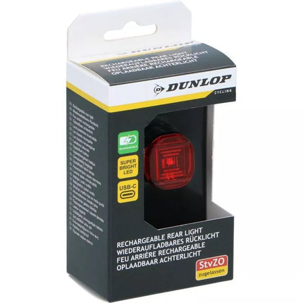 LED USB-C Dviračio Galinis Žibintas Dunlop Sertifikuotas