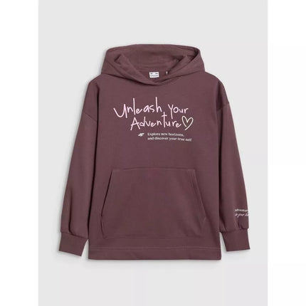 Oversized sweatshirt with hood, unzipped, for girls, 4F 4FJRAW25TSWSF2429-51S